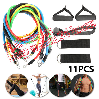 11pcs/set Pull Rope Fitness Exercises Resistance Bands Yoga Latex Tubes Crossfit Stretch Training Home Gyms Workout Elastic Band